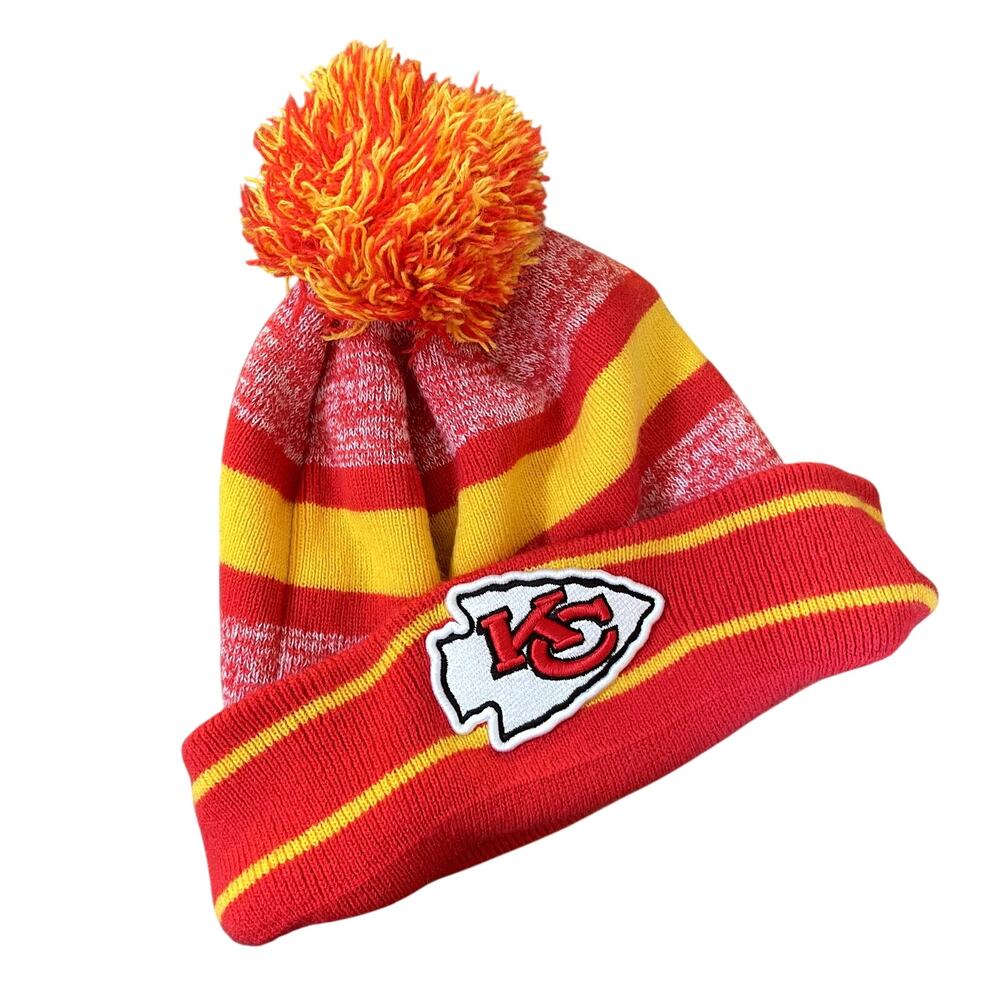NFL new era kansas‎ city chiefs red yellow pompom knit beanie one size fits most